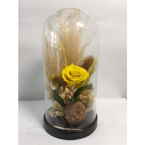 YELLOW GLASS DECOR FLOWER