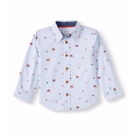 Toddler Boys&rsquo; Long Sleeve Printed Button Up Woven Shirt -fox