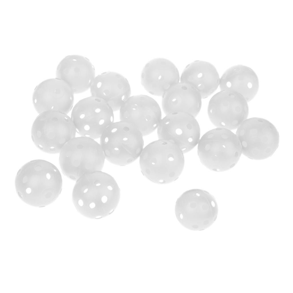20 Piece Plastic Hollow Golf Balls Perforated Practice Training White