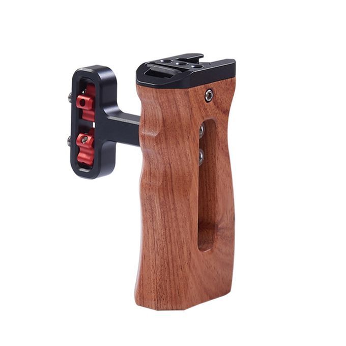 Side Wood Handle Grip For DV Video Cage Rig W/Cold Shoe 1/4&rdquo; Black