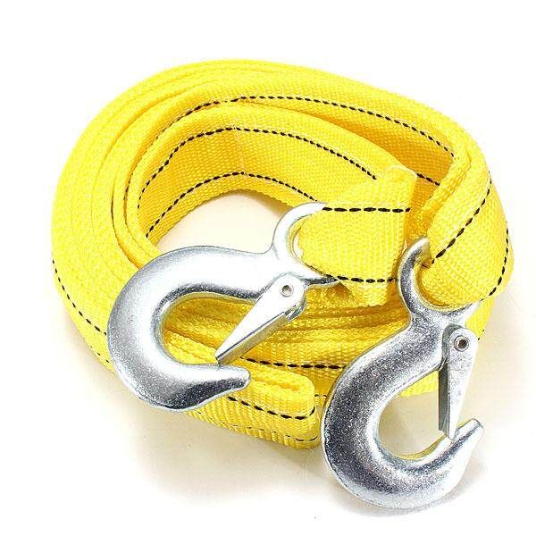 Yellow 5TON 5T 3.64M 5000KG Tow Towing Pull Rope 2 Heavy Duty Forged Steel Hooks