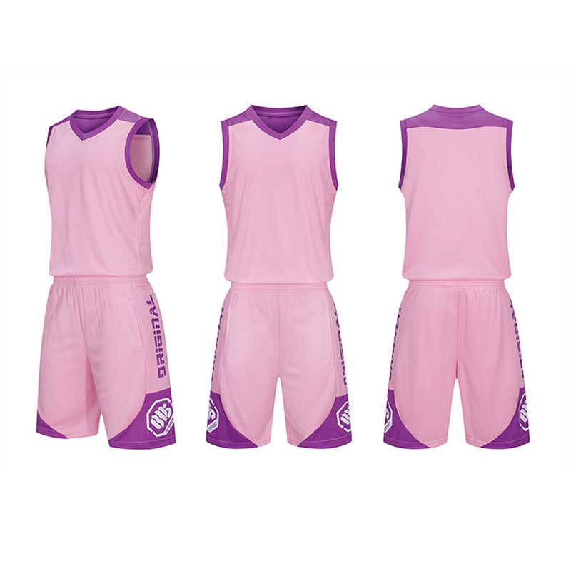 Adult Kids Training Jerseys Set,Sport Basketball Set（Pink）