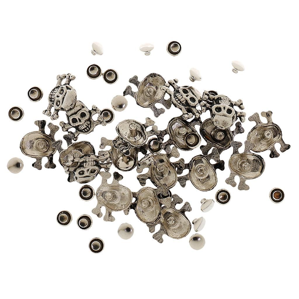 20Pcs Antique Pirate Skull Stud Rivet Grommet Eyelet Jeans DIY Craft