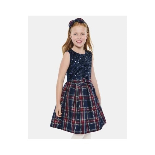 Sequins Bodice & Plaid Bottom  Dress