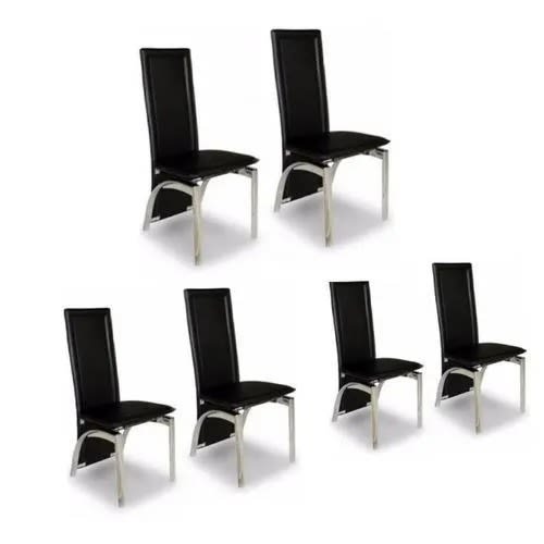 Dinning Leather Comfort Chairs- 6 Pieces - Black