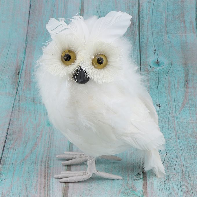 Owl   White   Furry   Christmas   Ornament   Decoration   18cm   Birds