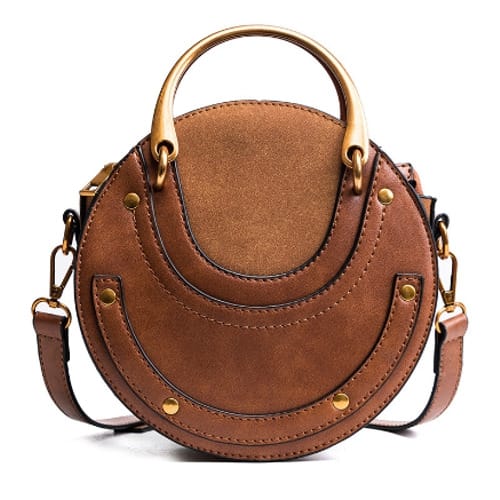 Round Mini Handbag - Brown