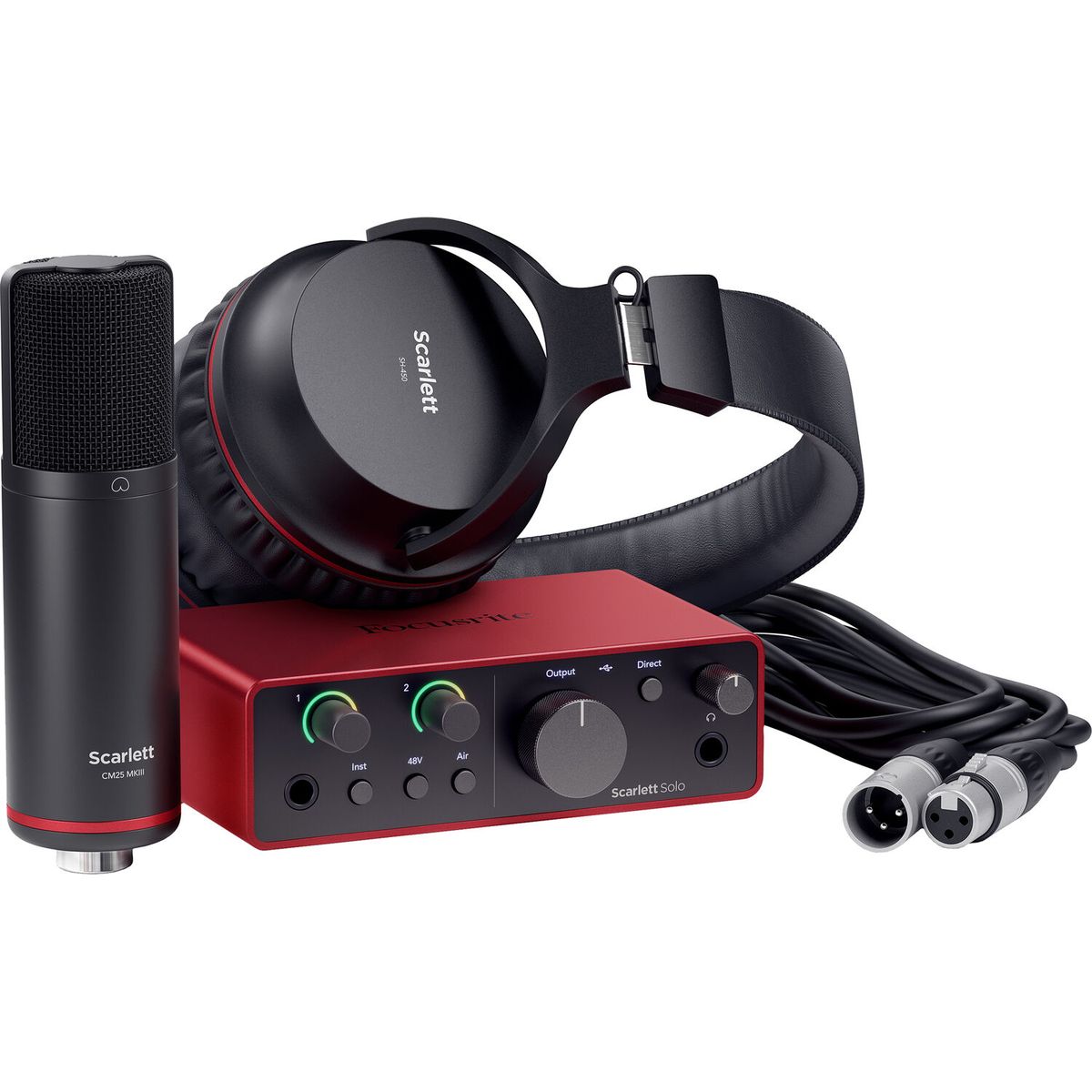 Scarlett Solo 4th Generation USB 3.8 Type C Audio Interface With Microphone Headset And Cables