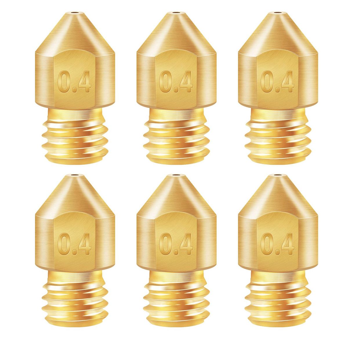 6PCS 3D Printer Brass Copper Extruder Nozzle MK8 0.4mm for Creality CR-6 SE 3D Printer 1.75mm Filament