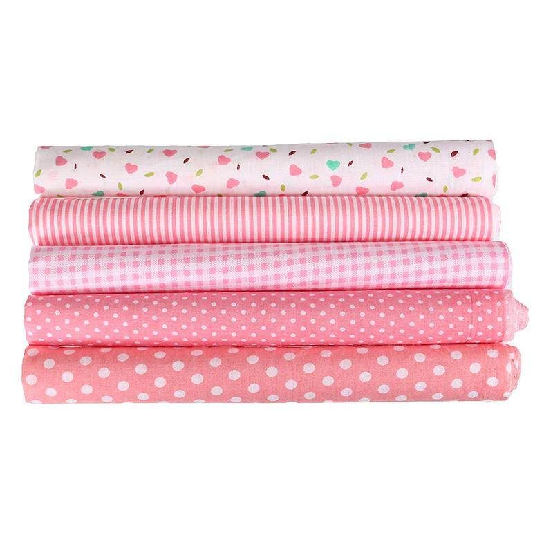Hot 50*50CM 5PCS Sweet Pink Printed Cotton Fabric Telas Bundle DIY Patchwork Sewing Baby Toy Material Quilting Bedding Tecido