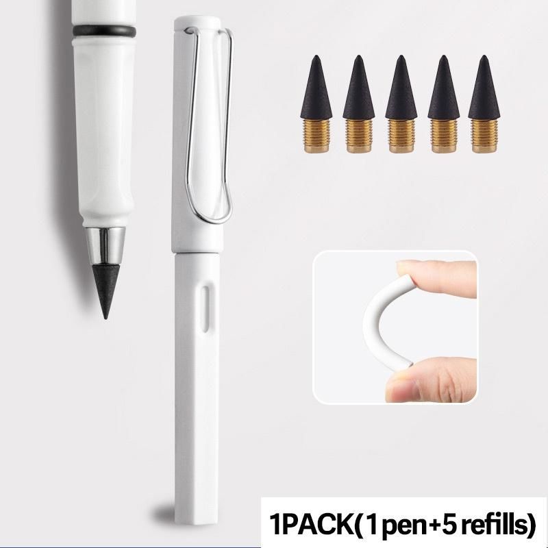 1PACK(1 Pen+5 Refills) XCMANBF Pencil New Technology Unlimited Writing Pencil No Ink White