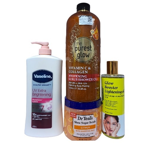 Dr Teal's Scrub 538g - Purest Glow Wash 1000ml - Vaseline Lotion 500ml And Oil 300ml