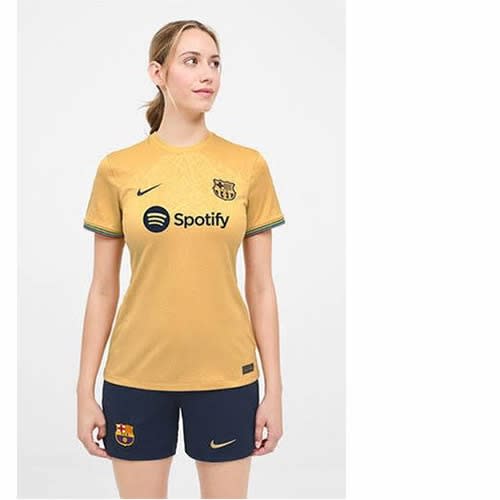 Lady's Official Barcelona Fc Away Jersey - Gold