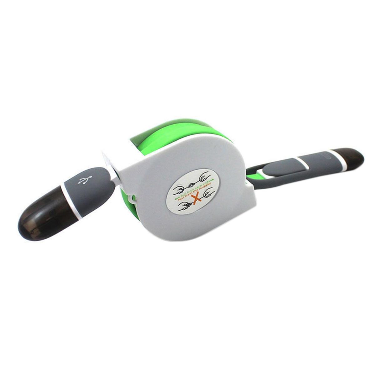 2 In 1 Dual Retractable USB For Apple Interface Data Cable Charger For Android Iphone,Green