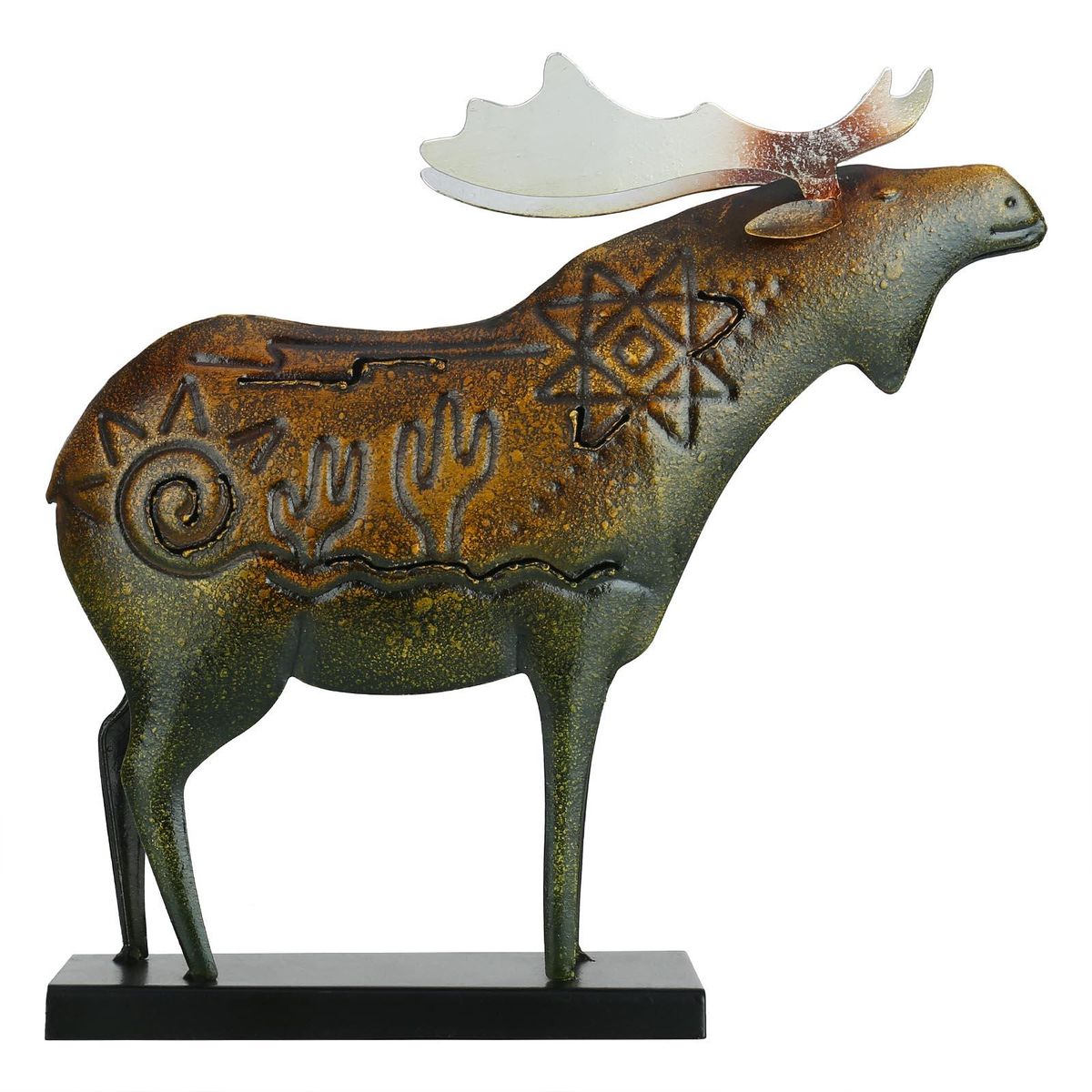 Tooarts Animal Sculpture Iron Moose Ornament Native Culture Cactus Totem Animal Home Deco Vintage Gift
