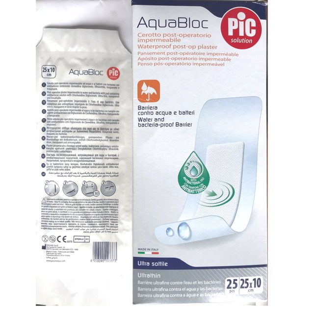 25pcs Aquabloc 25x10 Classic Post Operative Waterproof Plaster