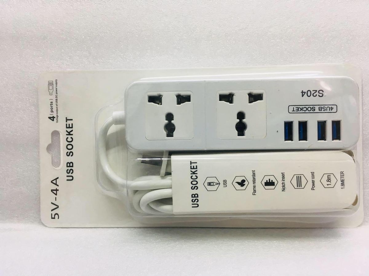 Universal Charger HUB W/ 2 Power Socket & 4 USB Port 5V4A