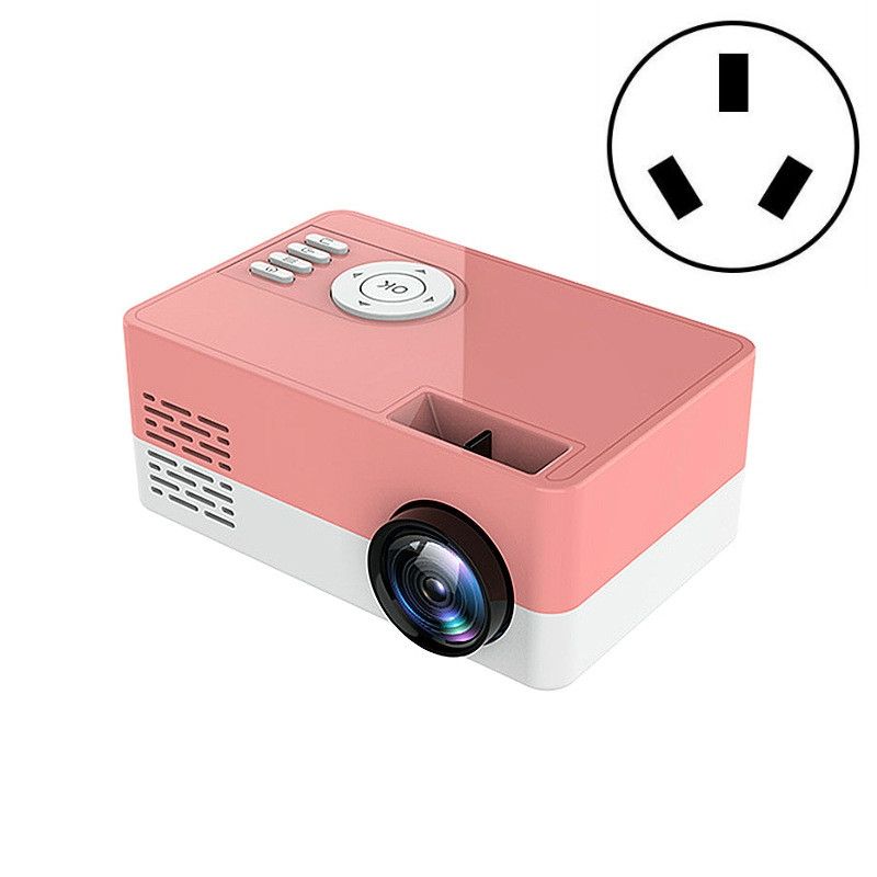 S261/J16 Mini HD 1080P Portable LED Projector, AU Plug(Pink White)