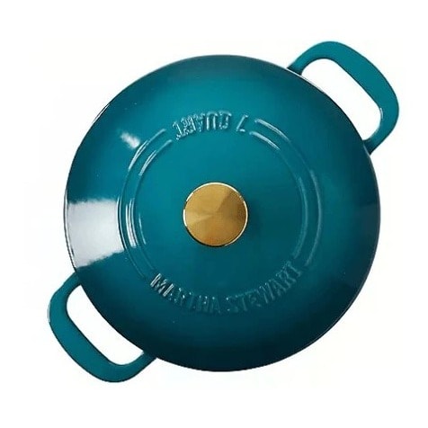 Martha Stewart 7-Quart Enamel On Cast Iron Dutch Oven - Teal