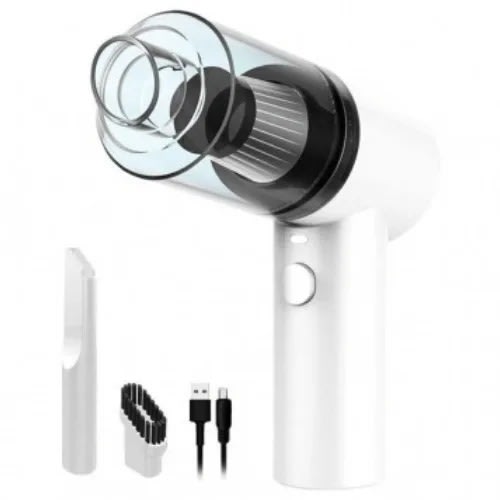 2 In 1 Rechargeable Car Vacuum Cleaner With Led Light - White