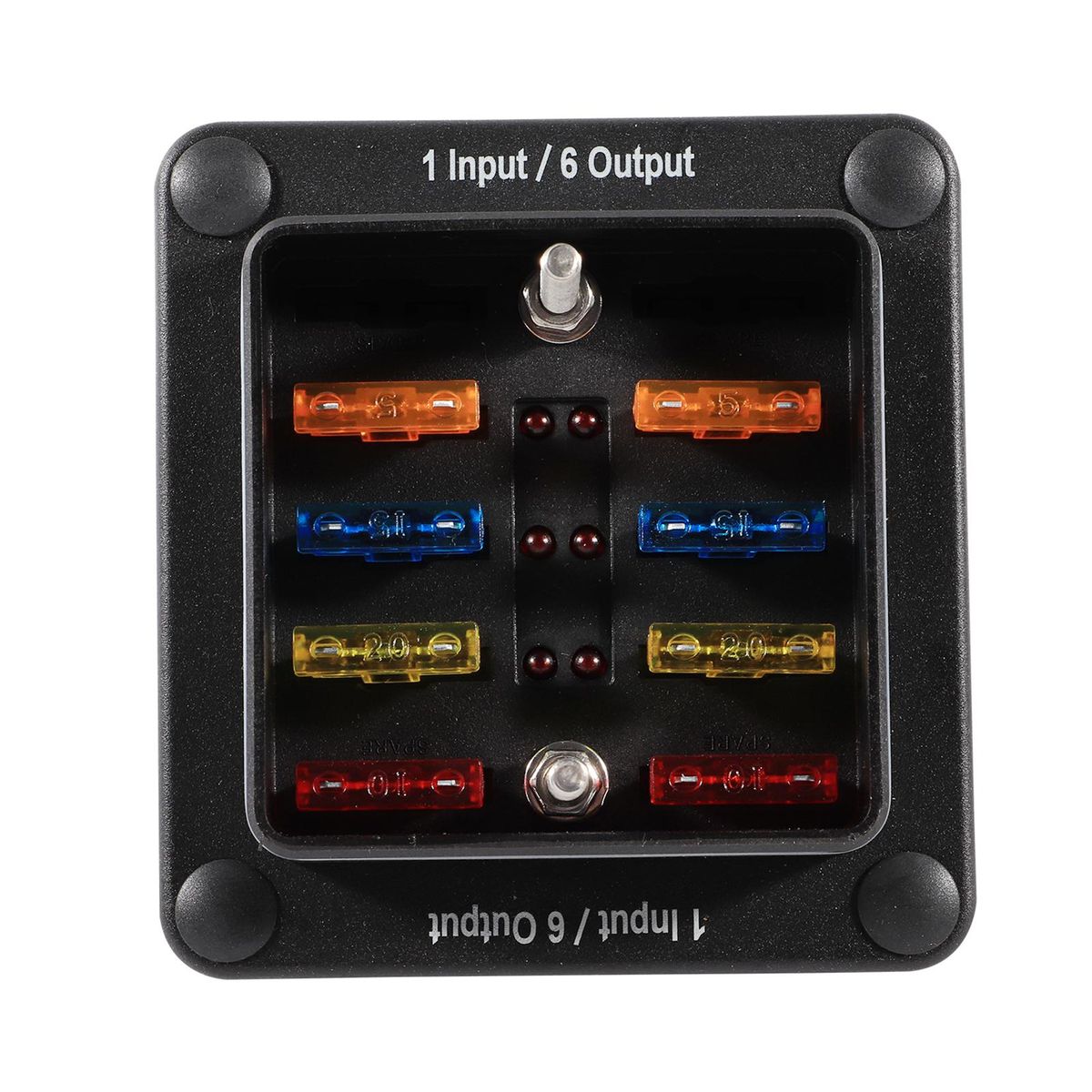 6 Way Fuse Block Box W/Negative Bus, Updated Automotive Blade Fuse Block Holder with LED Indicator Thumbscrew Protection Cover Label Sticker for DC 12-32V Auto Car Marine RV Boat