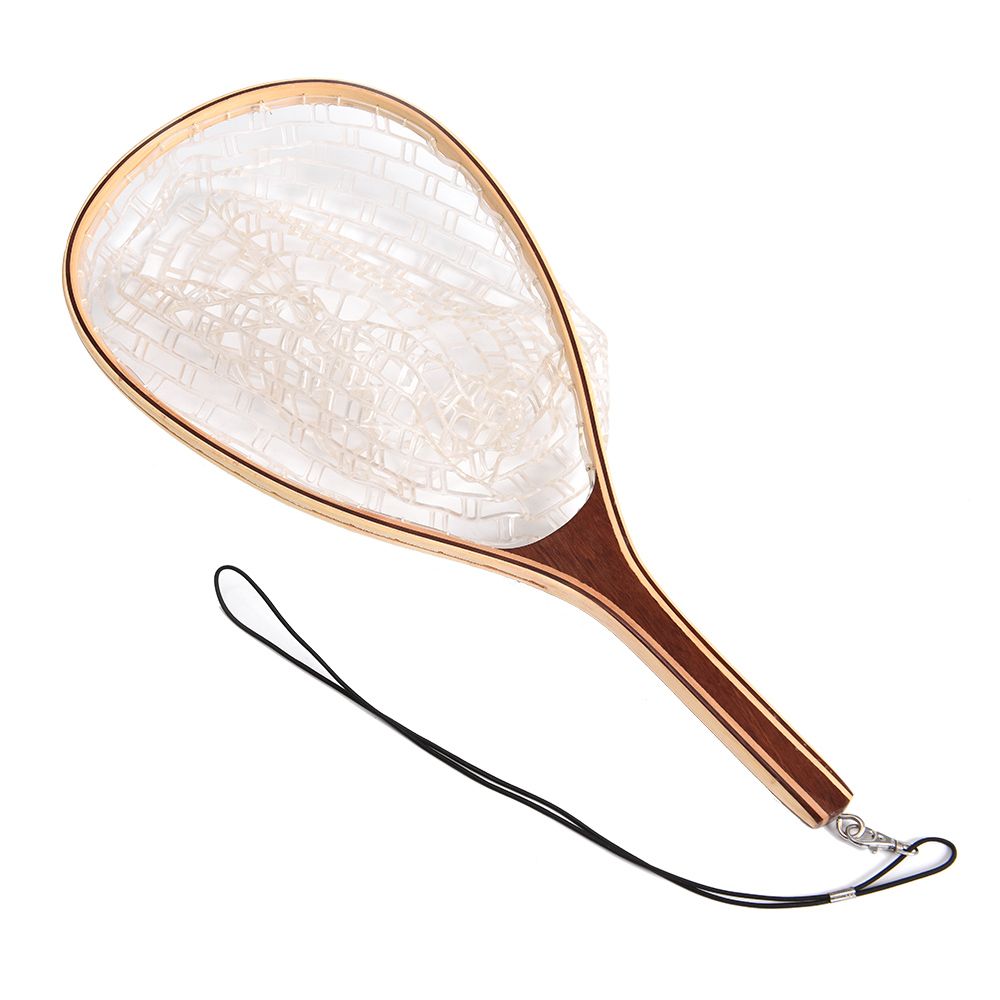Fly Fishing Landing Net Wooden Handle Frame Catch And