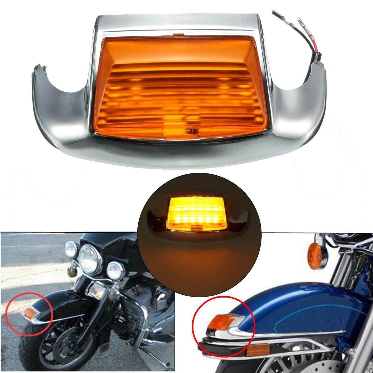 Front Fender Tip Led Light With Amber Lens For HALEY DAVISON FLT FLHR FLSTC （Yellow）