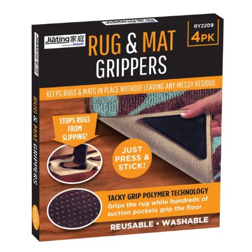 Rug Carpet Mat Grippers - Non Slip, Anti Skid Reusable And Washable Silicone - 4 Pairs