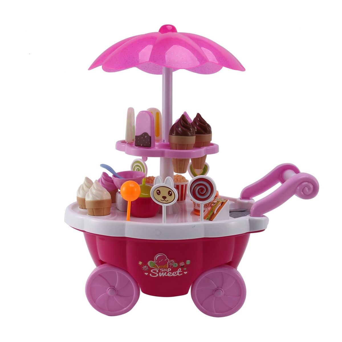 Simulation Small Carts Girl Mini Candy Cart Ice Cream Shop Supermarket Children 'S Toys Playing Home Pink