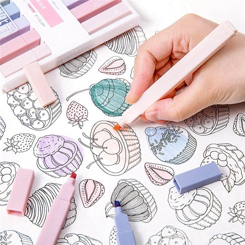 6Pcs/Set Cute Highlighter Stationery Color Marker School