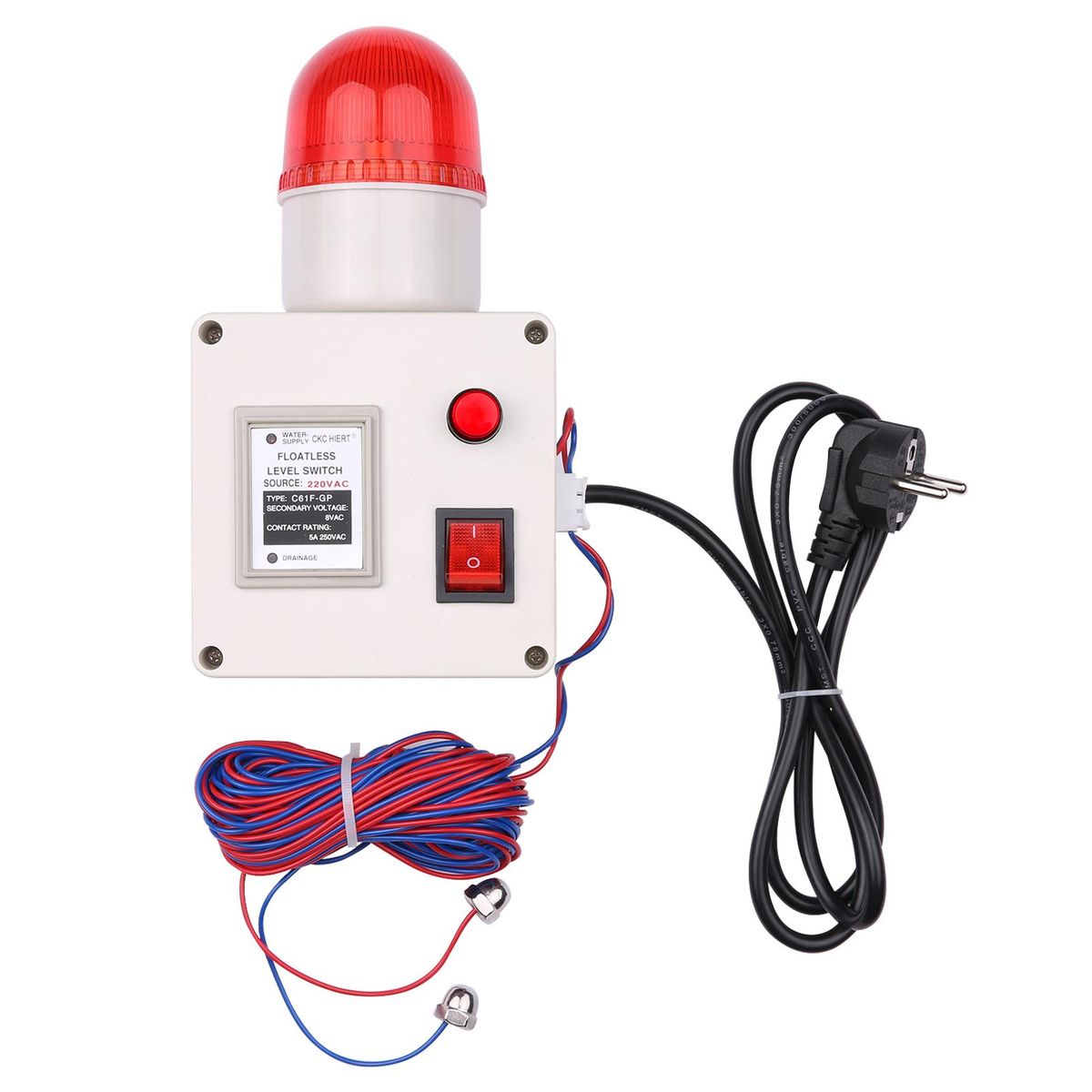 Water Level Indicator Alarm Water Level Alarm Sensor Waterline Indicating Alarm Low or High Water Level Sensor Alarm with Silencer Switch