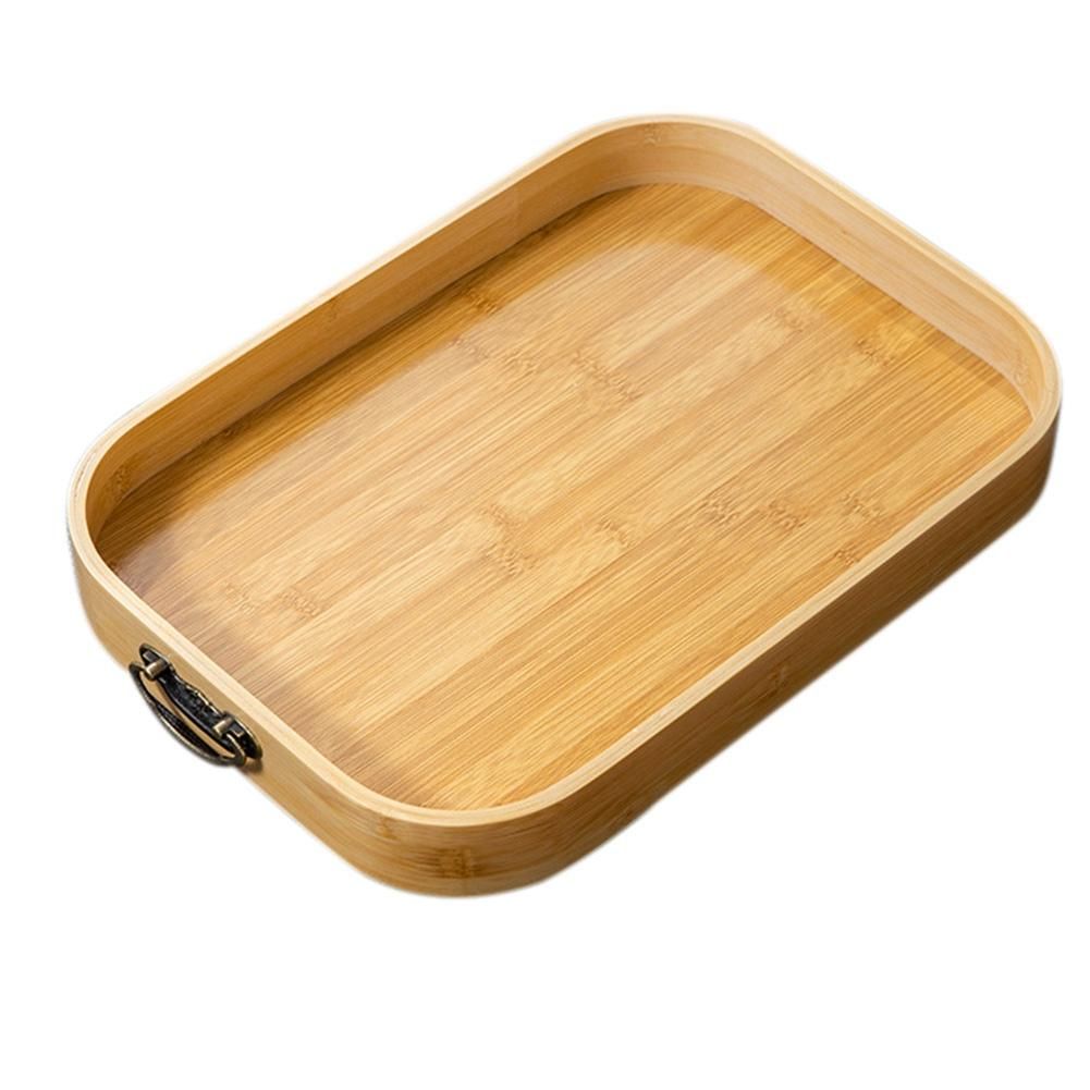 Bamboo Rectangle Serving Tray with Handles Steak Fruit