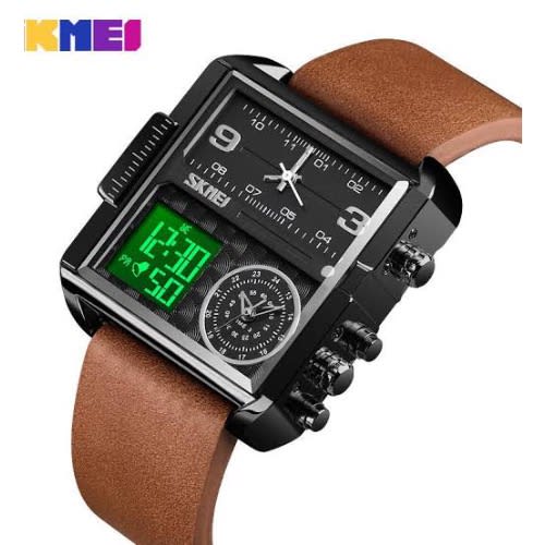 Leather Men&rsquo;s Stylish Water Resistance Wrist Watches - Brown