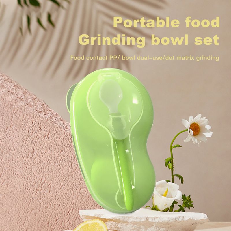 Portable auxiliary food peanut grinding bowl set PP material a bowl of two rice paste apple can be used
