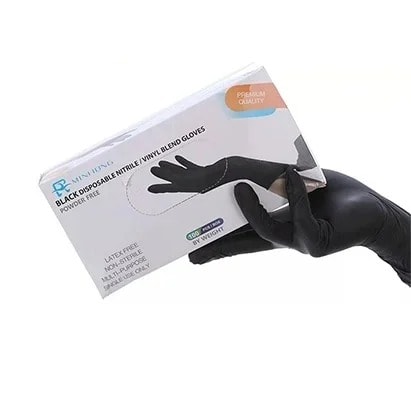 Disposable Latex Hand Glove - Large - Black - 100pcs