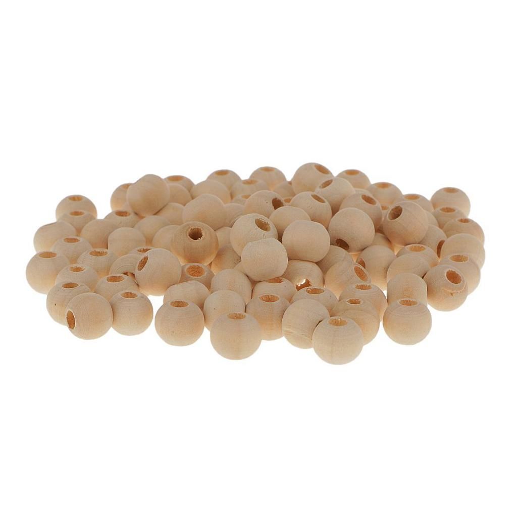 1 pack 20 natural round DIY wooden beads - 10