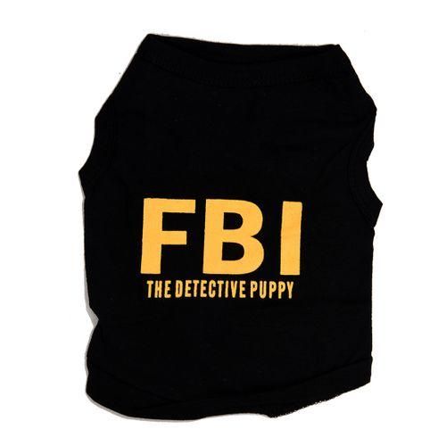 Pet Summer FBI The Detective Puppy Black Vest T-shirt