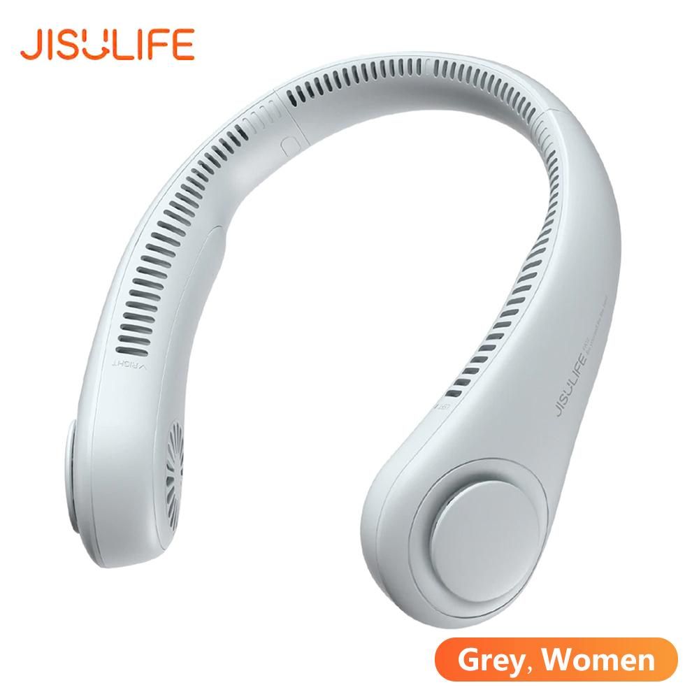 JISULIFE Portable Neck Fan Cordless Bladeless Fan 3 Speeds Adjustable/Low Noise/Type-C Interface/4000mAh Rechargeable/360&deg;Cooling Fans for Home Outdoor