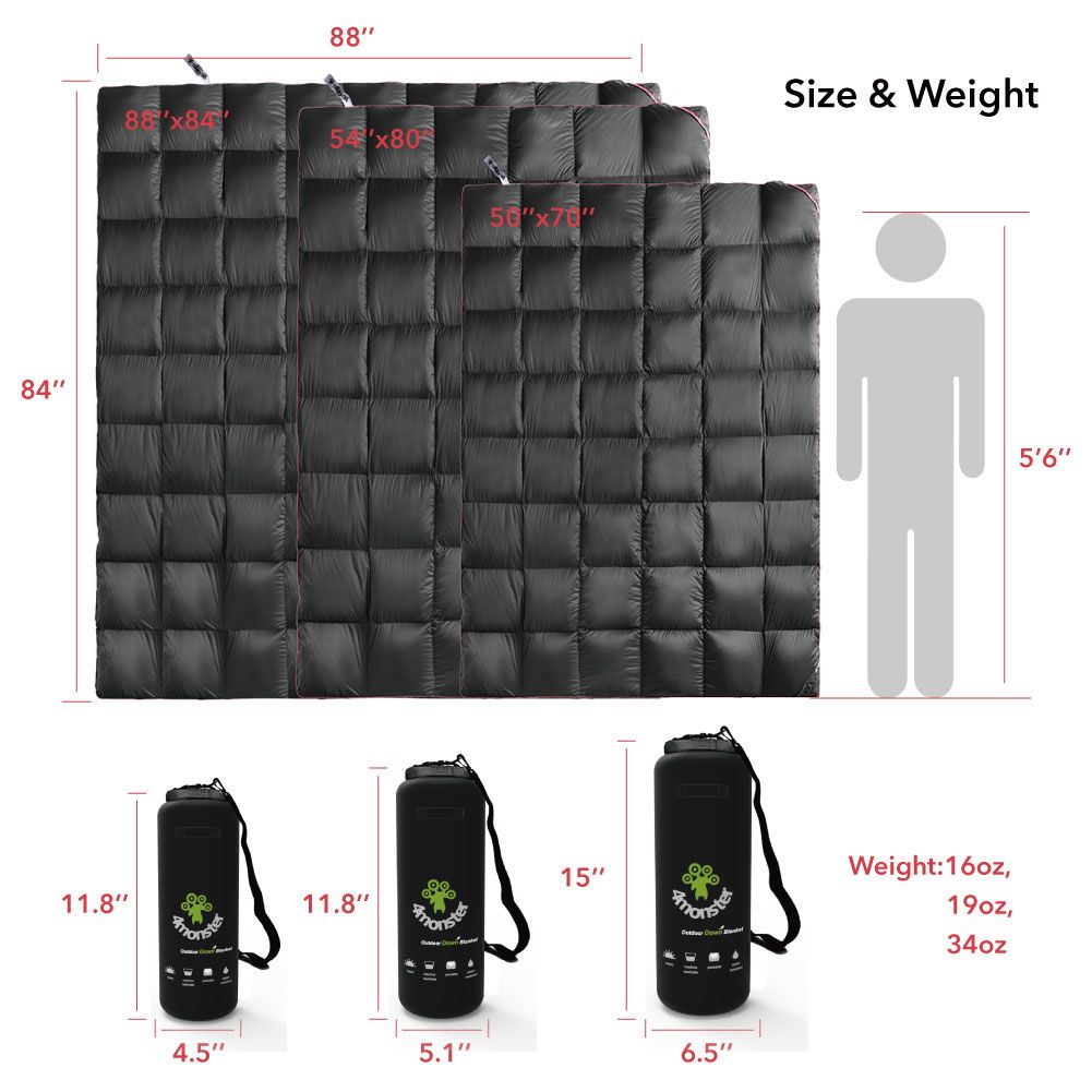 Portable Extra Puffy Lightweight Warm Down Camping Blanket