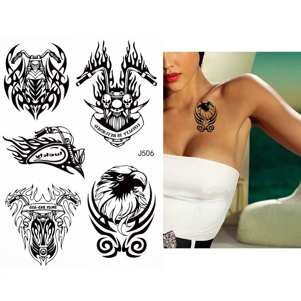Waterproof Totem Classic 24 Black BJ500 Designs [ Art Sheet ] Women Moon 1 Body Men Wolf Glaryyears For Sticker Tattoo Temporary