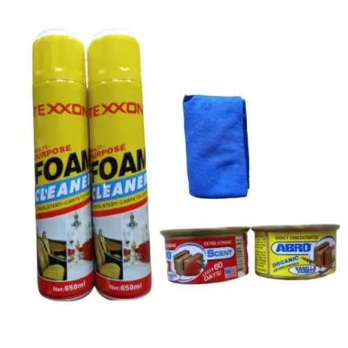 Texxon Foam Cleaner-650ml - 2pcs + Free Towel & 2pcs Air Freshener