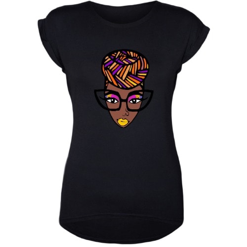 African Turn-up T-shirt - Black