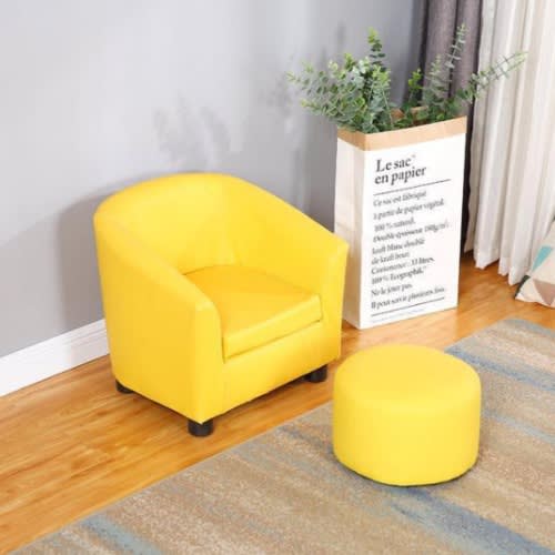 Sofa Seater + Side Stool - Yellow