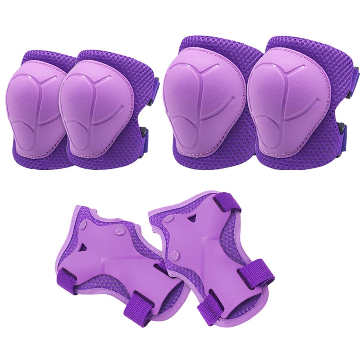 Kids Protective Gear Set Adjustable Knee Pads Elbow Guards for Sports Purple
