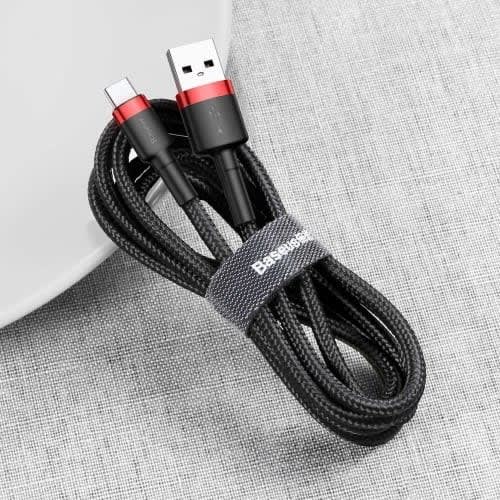 Cafule Cable Durable Nylon Cord Usb - Usb-c Qc3.0 2a - 2m - Black & Red