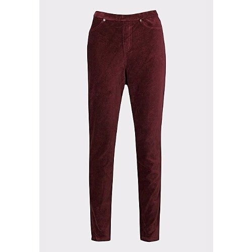 Stretch Leggings Corduroy Trousers Pants - Wine