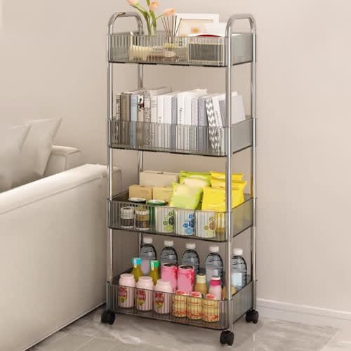 4 Tier Multifunction Kitchen/Bathroom Movable Storage Shelf