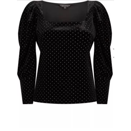 Detailed Velvet Top - Black