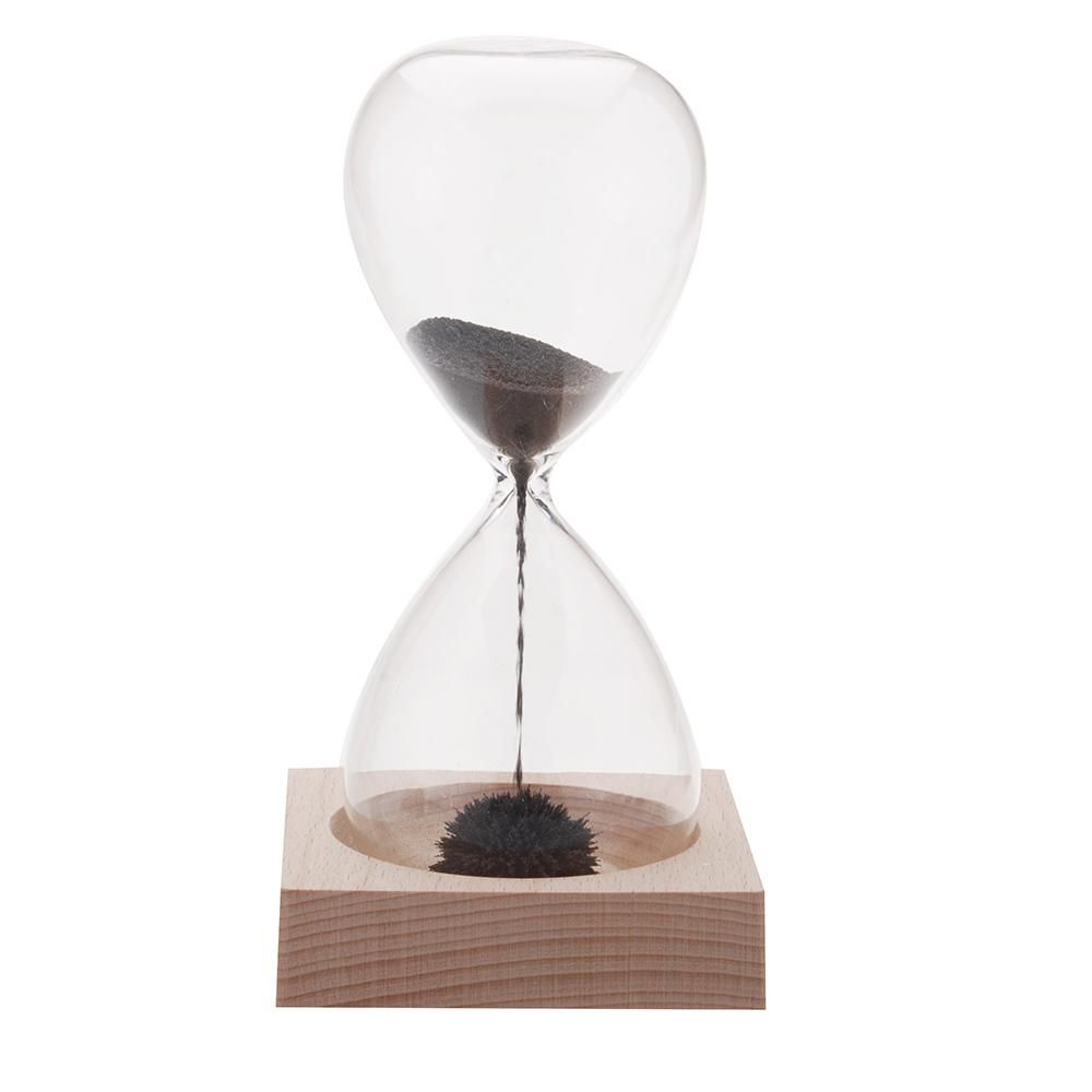 1pcs Magnet Hourglass Awaglass Hand-blown Timer Desktop Decoration Magnetic Hourglass Black