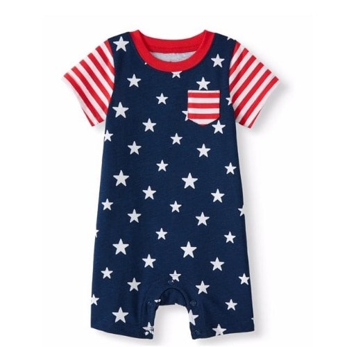 Newborn Baby Boy Star & Stripes Americana Romper